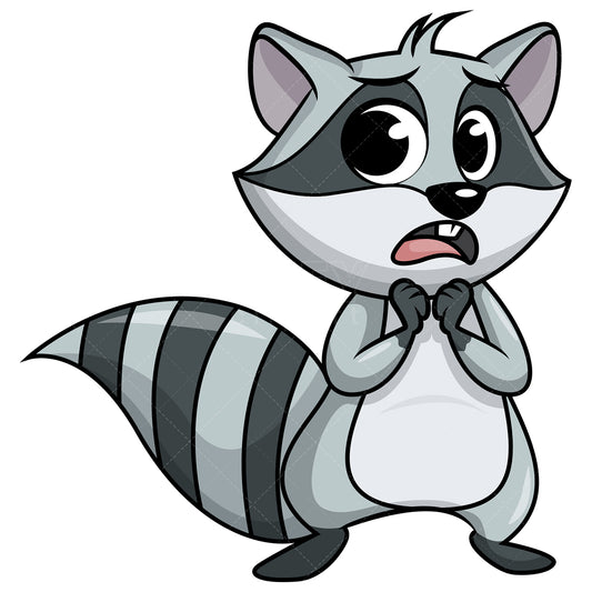 Royalty-free stock vector illustration of  a scared raccoon.