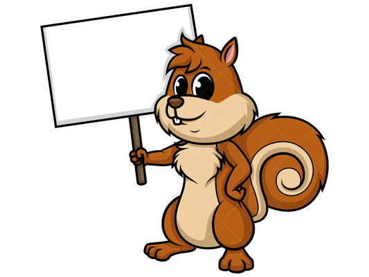 Royalty-free stock vector illustration of  a squirrel holding empty sign.