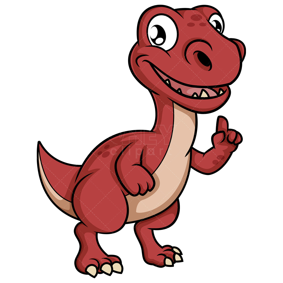 Royalty-free stock vector illustration of a talking dinosaur making a point.