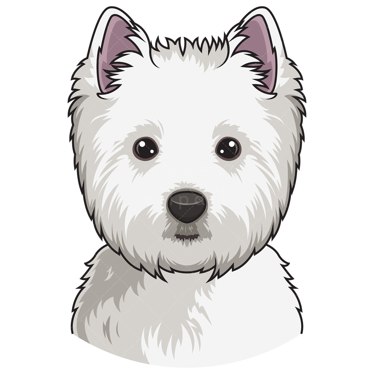 Royalty-free stock vector illustration of a west highland white terrier face.